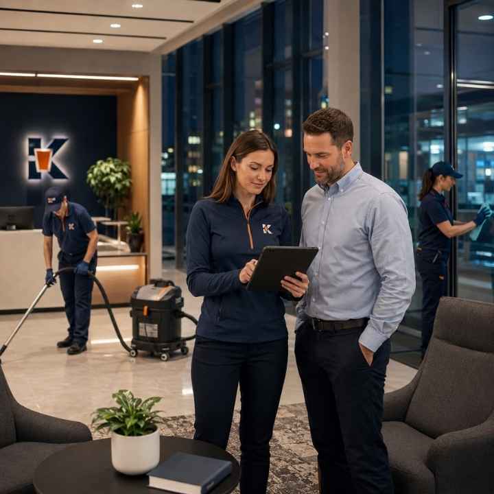 Cleaning professional carefully caring for a commercial space